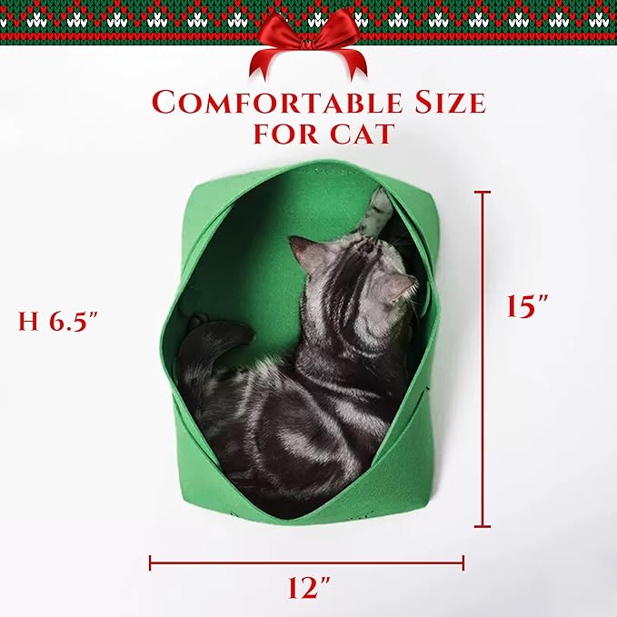Cat Scratcher Bed, Foldable Scratch-Resistant Cat Couch for Indoor Cats, Cozy Lounger for Sleeping & Scratching, Forest Special Green