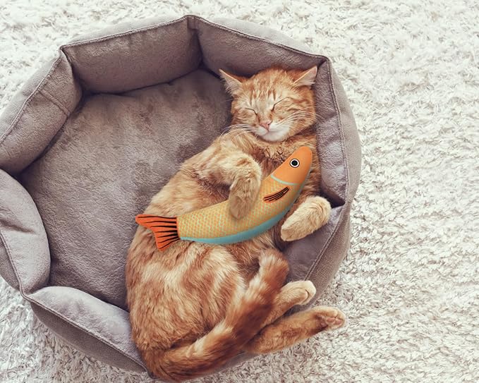 DS.DISTINCTIVE STYLE 3 Pack Catnip Cat Toys with Subtle Sound - Kicker & Interactive Fish Shapes for Kittens and Adult Cats
