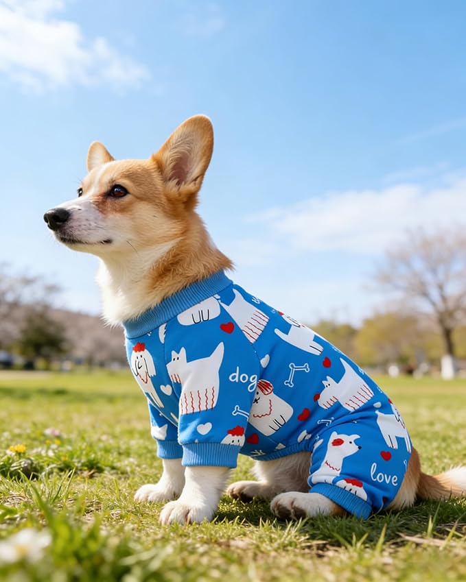 PET SHOW 4 Pack Dog Pajamas for Medium Large Dogs Girl Boy Small Dog Clothes Soft Stretchy PJs Bee Unicorn Jumpsuit Puppy Cats Monster Paw Jammies Onesies Outfits with Sleeve Pets Costume, L