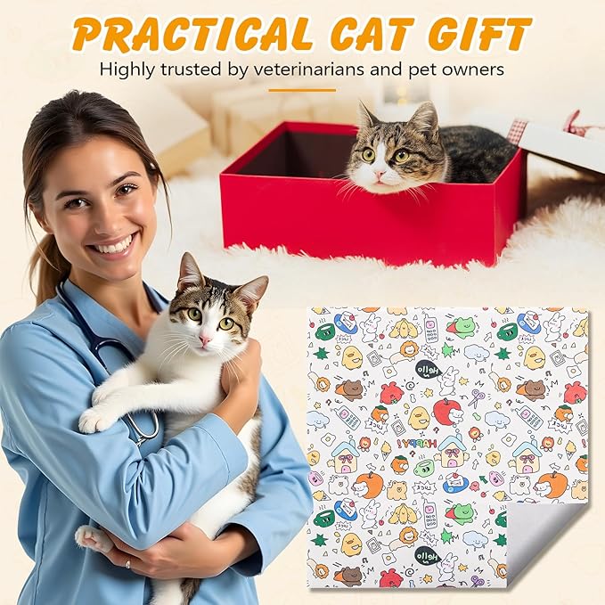 ondware 31.5 in Cat Wrap for Cutting Nails, Self-Adhesive Cat Grooming Wrap Anti-Escape Cat Restraint for Nail Clipping Cat Swaddle Wrap Cat Wrapping Cloth for Pet Cleaning and Beauty (Within 22 lbs)