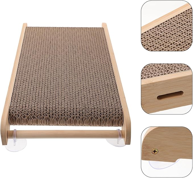 Toyvian Large Cat Scratching Board and Bed Corrugated Paper Cat Scratcher with Frame Vertical Scratch Pad for Furniture Protection and Claw Grinding