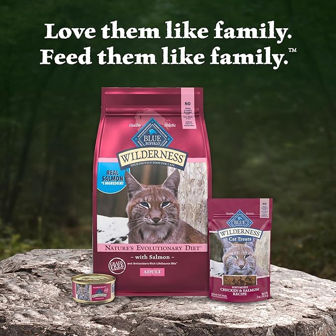 Blue Buffalo Wilderness High Protein Grain Free Dry Food for Adult Cats, 40% Protein, with Salmon, 15 lb. Bag