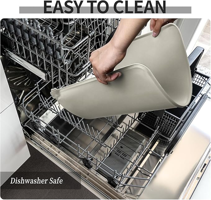 Reopet Waterproof Pet Feeding Mat, Non-Slip Silicone Placemats for Dog Cat Food and Water Bowl, High Raised Edges to Prevent Spills and Protect Floors