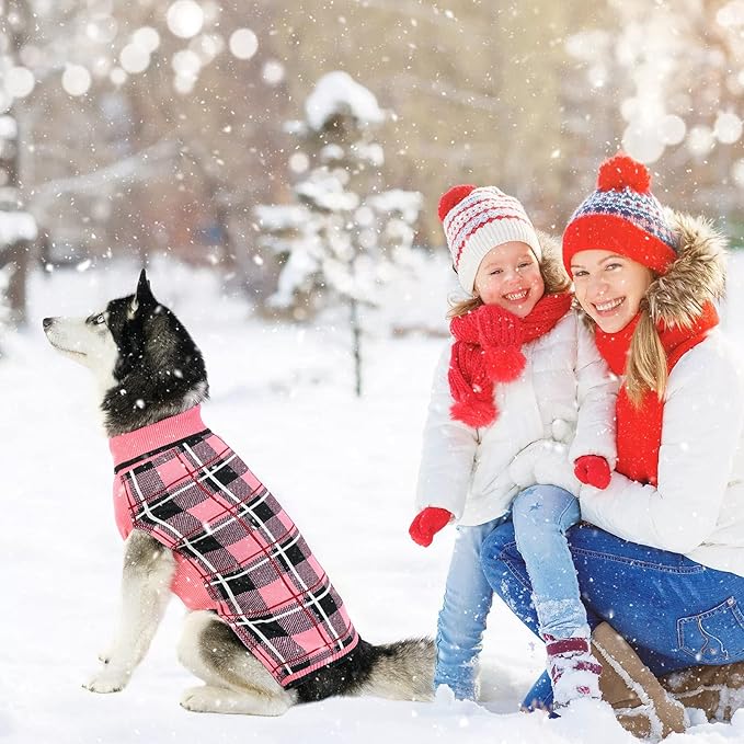 KOOLTAIL Dog Sweater Pet Knitted Clothes - Classic Plaid Pull Over Turtleneck Dog Sweaters with Leash Hole Warm Dogs Winter Pet Clothing for Small Medium Dogs Cats Puppy S