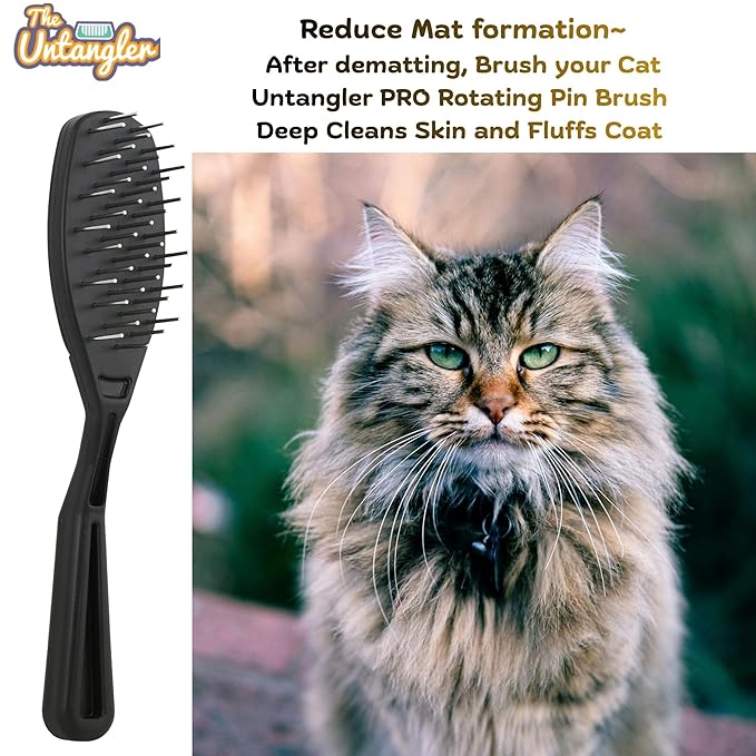 Cat Comb, 7 inch, Ferrari Red - Silky Smooth Rotating Teeth for Gently Detangling Matted Cat Hair, Stainless Steel, Made in USA, Vet Recommended