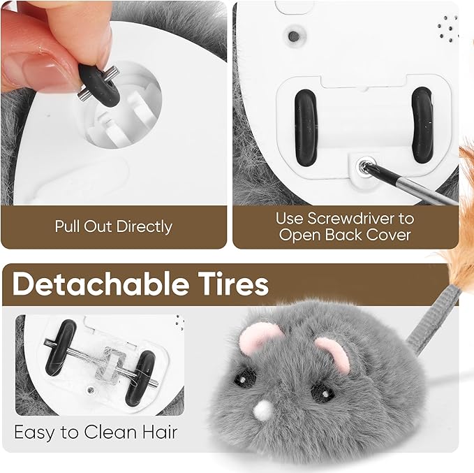 Moving Cat Toy Cat Mouse Toy with Automatically Wagging Tail Plush Mouse Toys for Cats 2026 Upgraded Interactive Cat Toy Squeaky Mouse