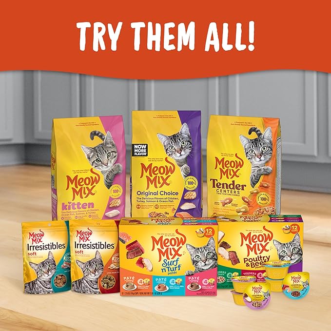Meow Mix Gravy Bursts, Savory Chicken Flavor Mix, Gravy Filled Dry Cat Food, 3 lb. Bag (Pack of 2)
