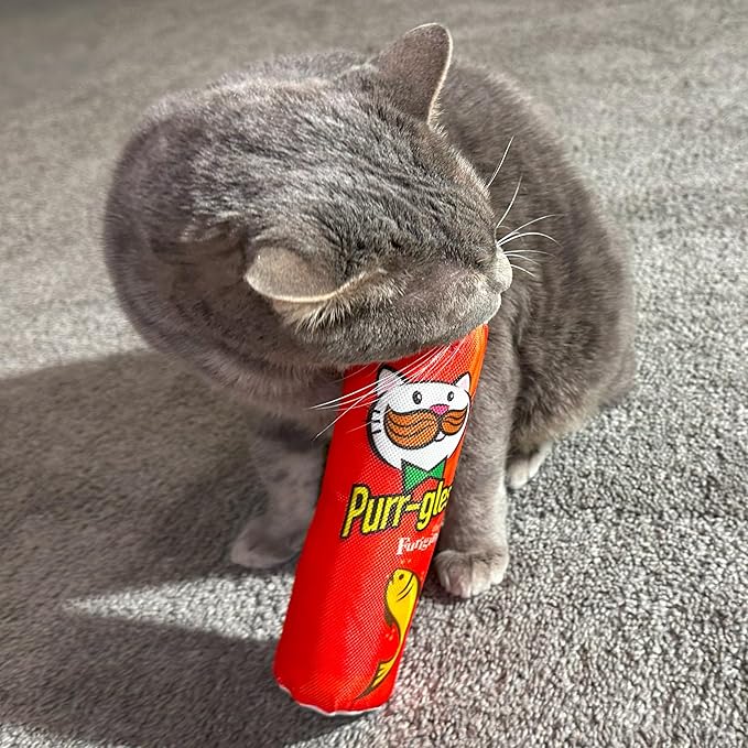 SPOT Fun Foods Purrgles Cat Kicker Toy for Indoor Cats & Kittens, Durable Nylon Exterior, Crinkle Paper & Catnip, Whimsical Pringles Design, 8 Inch