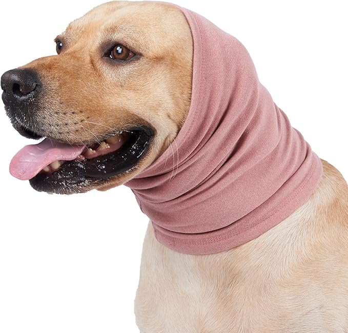 Dog Ear Cover Head Wrap Hematoma Compression Calming Quiet Ears Snood for Dogs Pink L