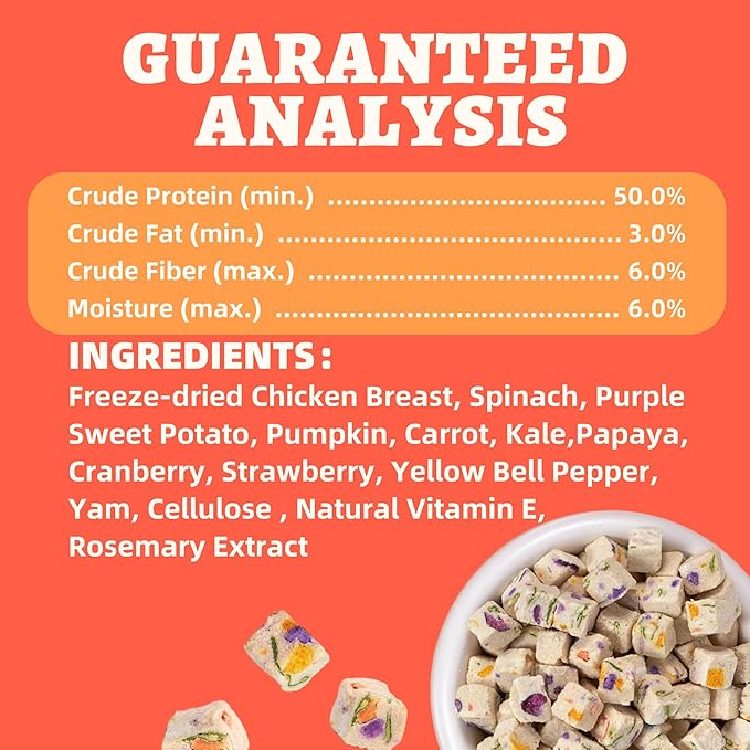 Wellix Freeze-Dried Treats for Dogs and Cats - Chicken&Vegetables Flavor 4.23oz, Healthy Cat Treats, Freeze Dried Cat Treats Rich in Pumpkin, Cranberry - High-Protein Food Topper for Gut Health