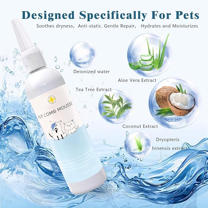 Pet Steam Brush Dog Cat 2026 New Grooming Comb for Shedding Concentrated Waterless Shampoo, 3-in-1 Grooming Spray Comb Mist, 2*Shampoo(Steam Brush not Included)