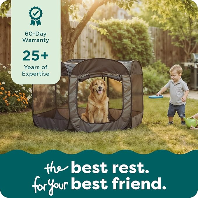 FurHaven Portable Pet Playpen for Dogs & Cats, Foldable Indoor Kitten Playpen with Mesh Sides, Pop Up Travel Dog Pen, Large, Gray