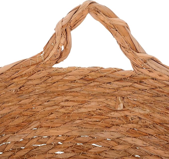 HOMSFOU Small Round Cat Bed Woven Straw Pet Nest Basket with Breathable Natural Rattan, Indoor Cozy Cat Furniture for Kittens and Small Dogs, Four Seasons Use