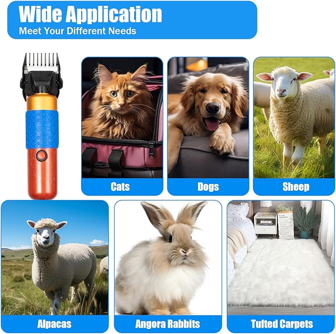 Sheep Goat Shears Hand Clippers Electric Animal Shave Grooming Tool for Farm, with for Dogs Cat Goat Alpaca, Llamas, Angora Rabbits
