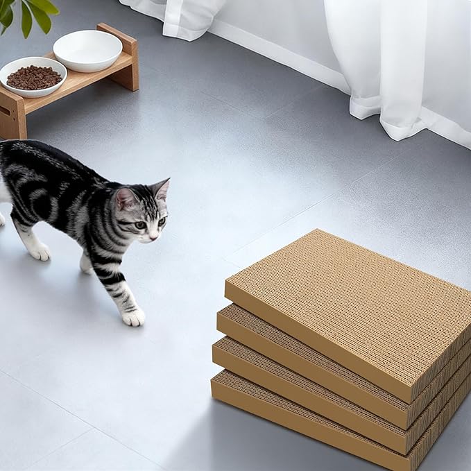 Cat Scratchers 4 Packs Refill Cat Scratching Pad Cardboard for Indoor Cats and Kitten, Large Size Cat Scratch Pad Board Easy for Cats to Scratch