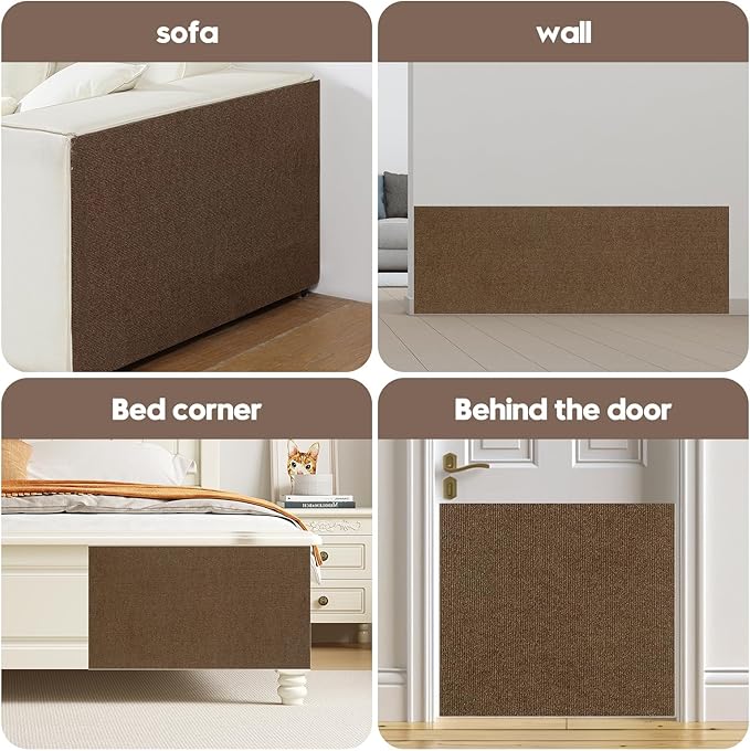Couch Cat Scratch Protector 78.7"x15.8" – Adhesive Cat Scratch Pad, Cuttable Furniture Protector for Sofa Arms, Sides, Chair Backs & Bed Edges,Brown