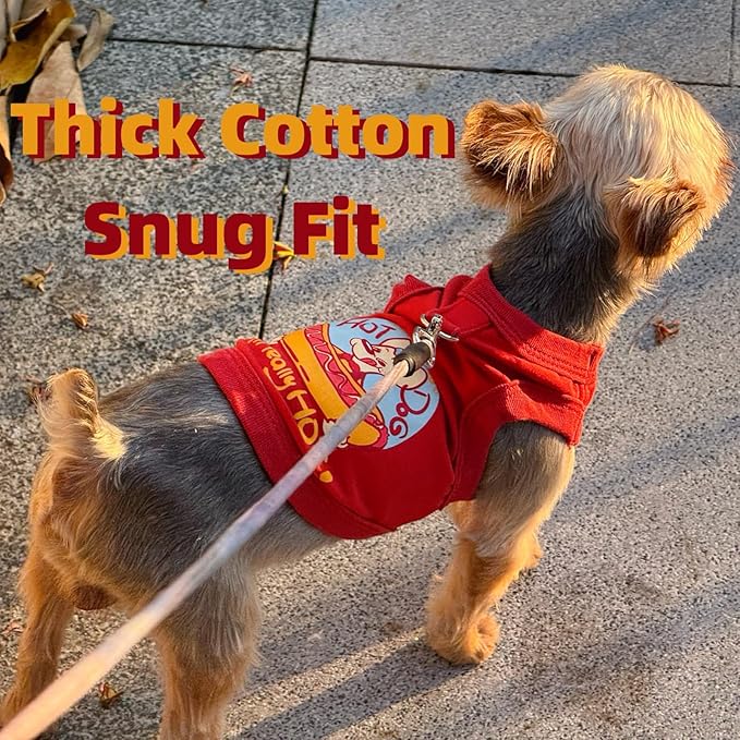 Handmade Tiny Pet Shirt, Cotton & Elastic Clothes for Small/Teacup/Newborn Cats and Dogs, Rabbits (XXS (1.5-3 lbs), Hotdog (Red))