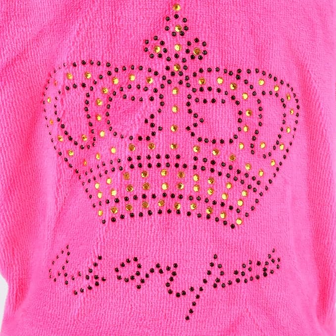 SMALLLEE_LUCKY_STORE Soft Warm Velour Jumpsuit Coat for Small Dogs and Cats Bling Rhinestone Crown Hooide Pajamas Tracksuit Girl Puppy Clothes Pink, XL
