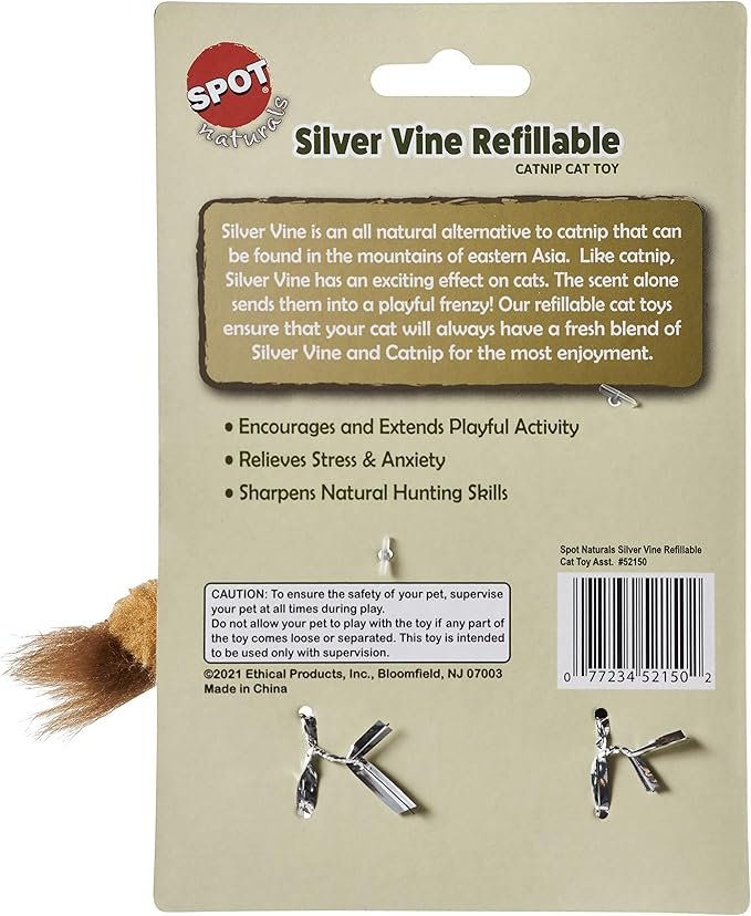 SPOT Naturals Silver Vine Refillable Cat Toy with Catnip