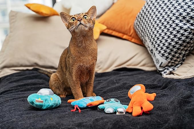 Interactive Catnip Cat Plush Toy, Space Travel Theme, for All Breed Size Cats (UFO)