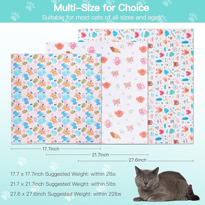 27.6" Cat Grooming Wrap, Cat Wrap for Cutting Nails, Self-Adherent Fabric Wrap for Cats, Cat Burrito Wrap Anti-Scratch, Anti-Escape, Multifunctional Swaddle Wrap Pet Tool (Green Kitten, X Large)