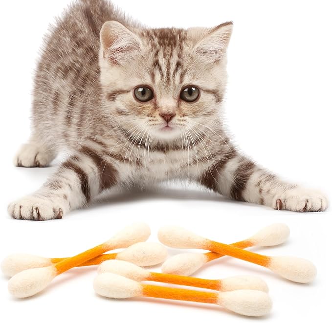 Glaciart One Swabs Cat Toys with Catnip - 6 Pk | Durable for Chew, Cute Cat Toys Interactive Kitty for Boredom, Exercise, & Play | Filled w/Organic Catnip for Anxiety & as Digestive Aid | Gift Idea