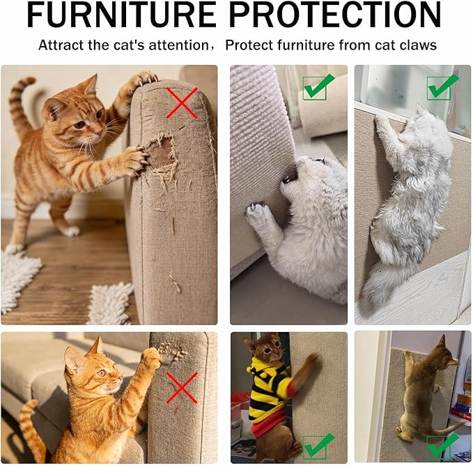 78.8"x15.8" Beige Cat Scratch Mat for Furniture DIY Climb Cat Scratcher Mat for Covering Cat Tower,Cat Scratching Post(2M,Beige)