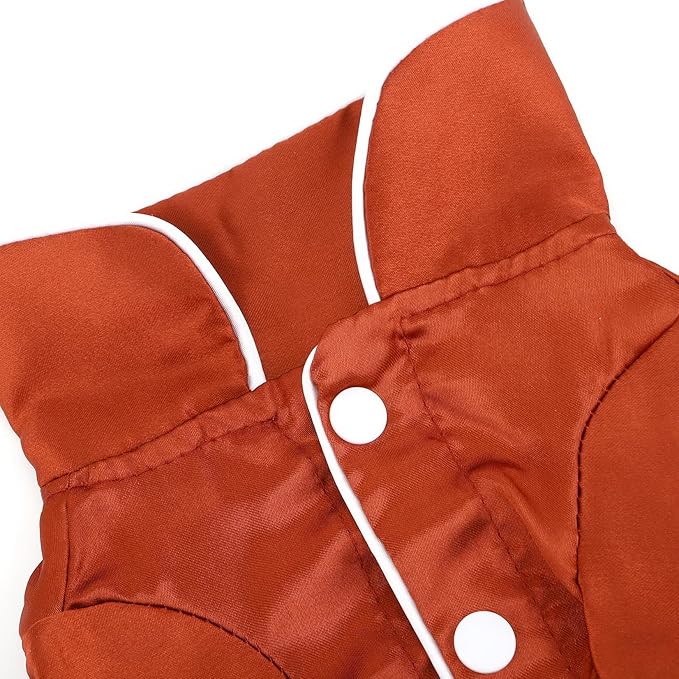 PAIDEFUL Soft Faux Silk Sleepwear for Small Dogs Cats Lapel Doggie Loungewear Lightweight Breathable Puppy Pajamas PJS Two-Legged Pet Shirt Clothes Summer Chihuahua Apparel Button Up,Burgundy,M