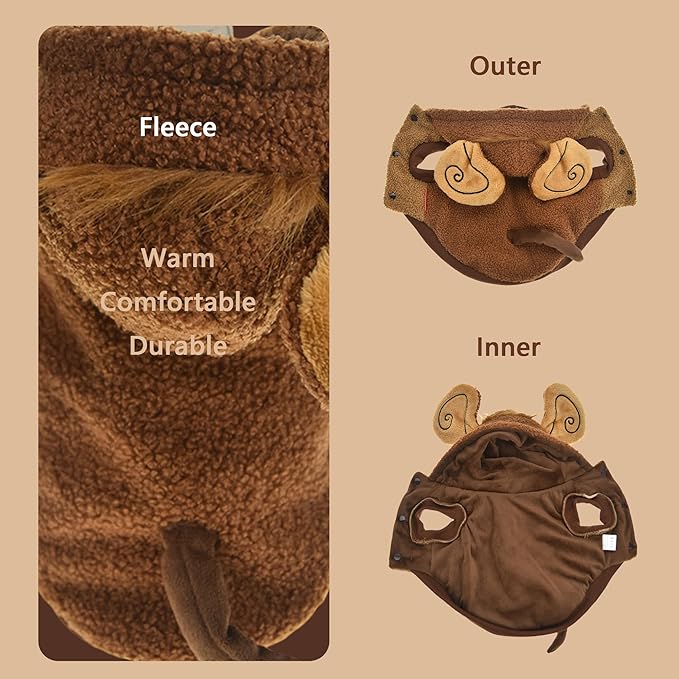 FLAdorepet Halloween Dog Monkey Costume for Small Dogs,Winter Warm Pet Coat Funny Cat Clothes Hoodie for Bulldog Chihuahua Yorkie (Medium)