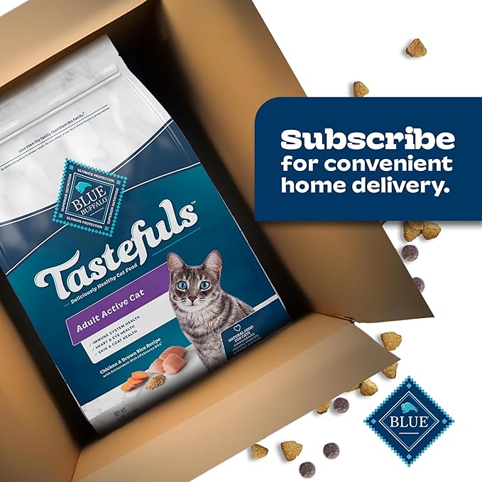 Blue Buffalo Tastefuls Natural Dry Food for Active Adult Cats, Chicken and Brown Rice Recipe, 15-lb. Bag