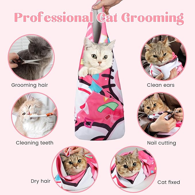 21.7" Cat Wrap for Cutting Nails, Cat Restraint for Nail Clipping, Cat Swaddle Wrap for Kittens, Cat Burrito Wrap Can Be Applied to Cat Nail Trimming, Large, Within 6lbs