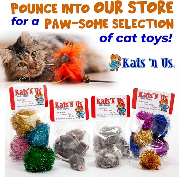 Kats'N Us Fur Mouse Cat Toy - 5 Pak - Long Hair Mixed Colors