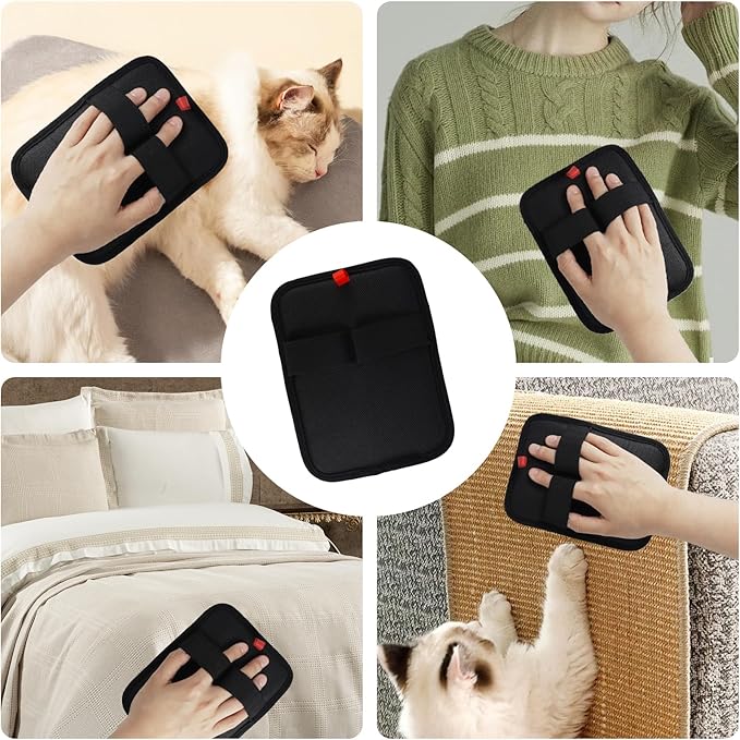 Static Removal Gloves for Pet Hair,Reusable Double-Sided Grooming Gloves,Cleans All Surfaces Easily,Suitable for Sofas,Clothes,Car Detailing,Carpets,Beds,Bedding,Furniture (Black)