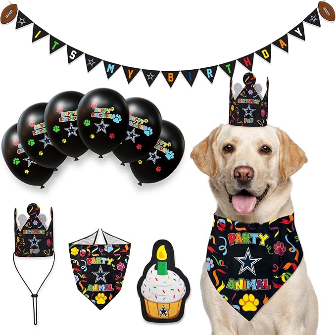 NFL Dallas Cowboys Pet Birthday Crown, Licensed Dog & Cat Birthday Party Hat, Football Team Costume Accessory, Pet Celebration Outfit