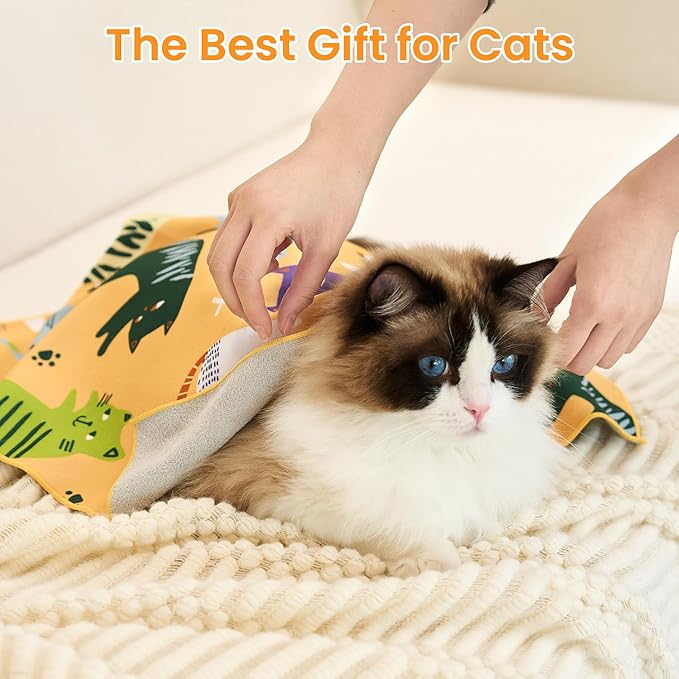 27.6'' Cat Grooming Wrap for Cutting Nails Self-Adhesive Soft Polyester Fabric Swaddle Wrap for Cats Anti-Scratch Anti-Escape Restraint for Nail Clipping Pet Cleaning and Beauty (Versatile Cat,XL)