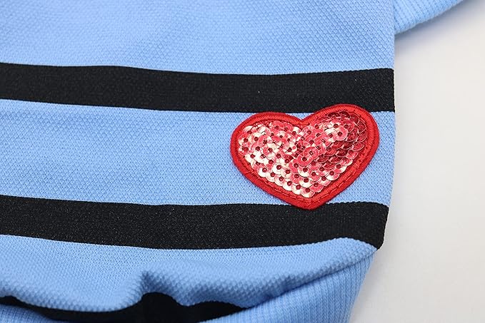 French Bulldog Shirts Boston Terriers Clothes Small Dog Tshirt Puppy Summer Striped Tee Shirt, Small, Blue
