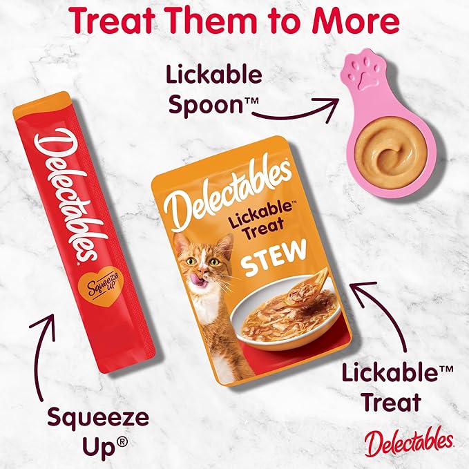 Delectables Squeeze Up Creamy Squeezable Puree, Lickable Wet Cat Treats, Grain Free, No Added Fillers, No By-Products, No Added Preservatives, 0.5 Ounces Tube Chicken Flavor, 32 Tubes Total