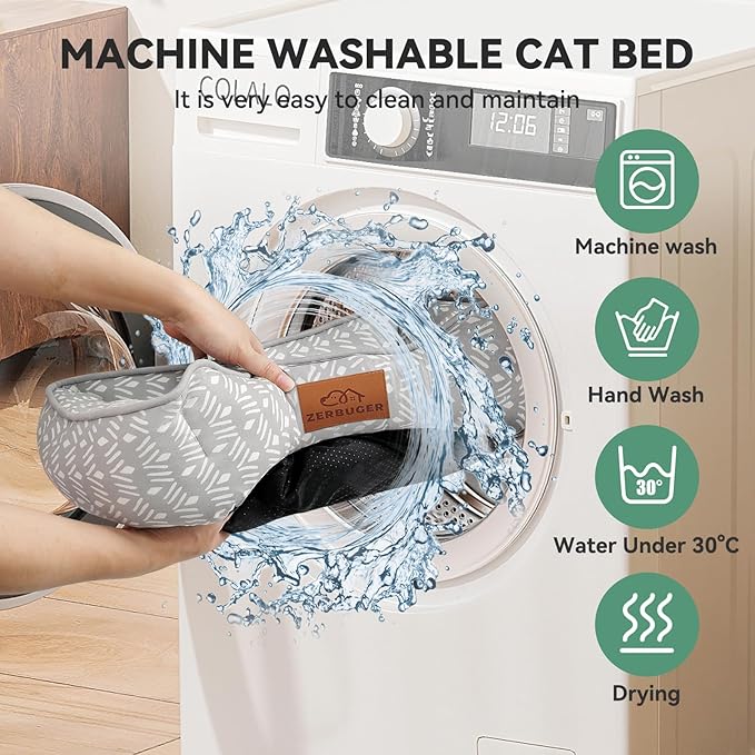 Zerbuger Rectangle Cat Dog Bed for Large Medium Small Pets Indoor Outdoor Machine Washable Sleeping Sofa Non-Slip Bottom Soft Puppy Bed Durable Orthopedic Calming Pet Cuddler (Small, Grey Pattern)
