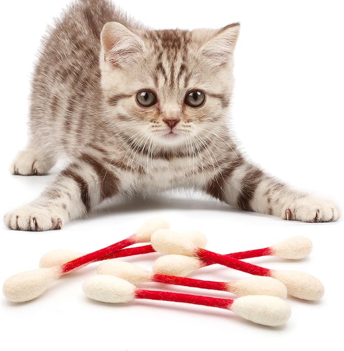 Glaciart One Swabs Cat Toys with Catnip - 6 Pk | Durable for Chew, Cute Cat Toys Interactive Kitty for Boredom, Exercise, & Play | Filled w/Organic Catnip for Anxiety & as Digestive Aid | Gift Idea
