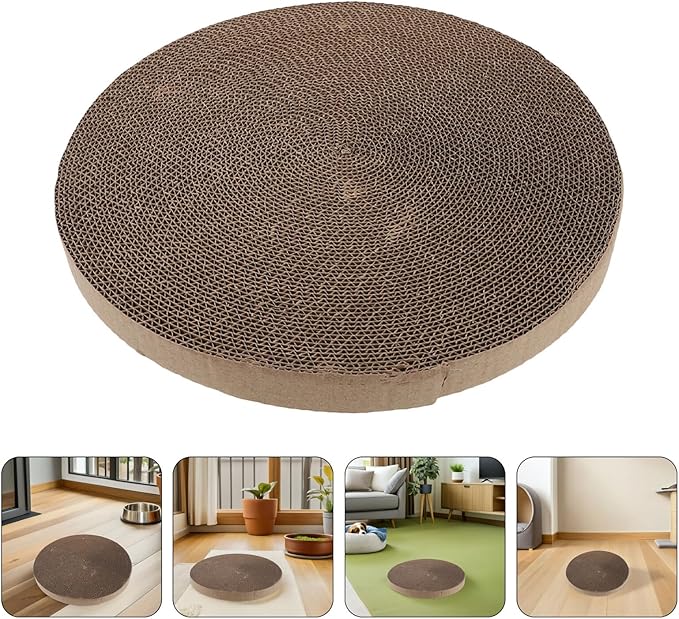 2pcs Round Cat Scratcher Corrugated Cardboard Insert 34cm Replacement Scratching Pad for Indoor Cat Beds and Furniture Protector