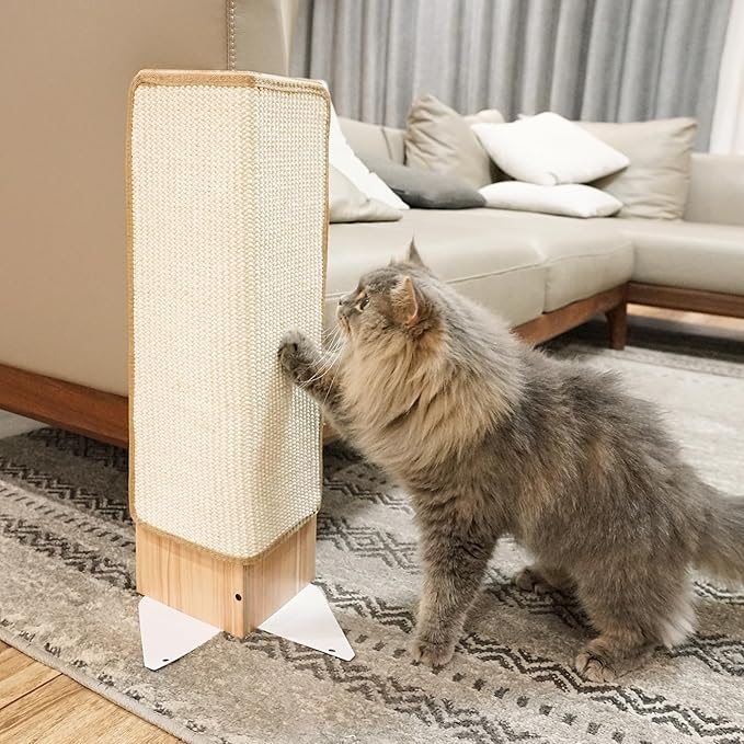 PETKARAY Couch Corner Cat Scratcher, 22" Corner Scratching Post Wall Scratcher, Sisal Furniture Protector for Sofa with Reversible Base, Small