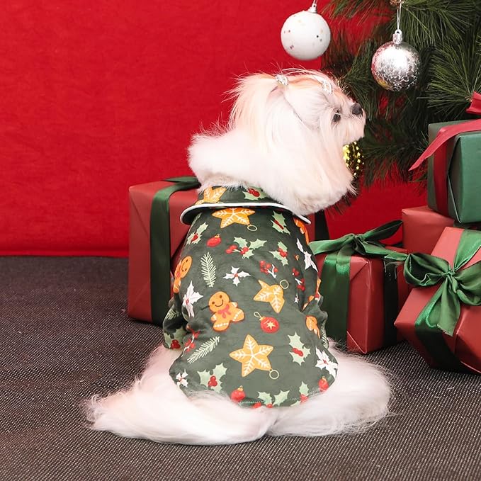 CuteBone Two-Leg Velvet Pet Christmas Pajamas Girl Dog Clothes - Soft, Cozy, and Stretchy Boy Pjs for Small, Medium Dogs and Cats Winter Sleepwear Apparel LTP15S