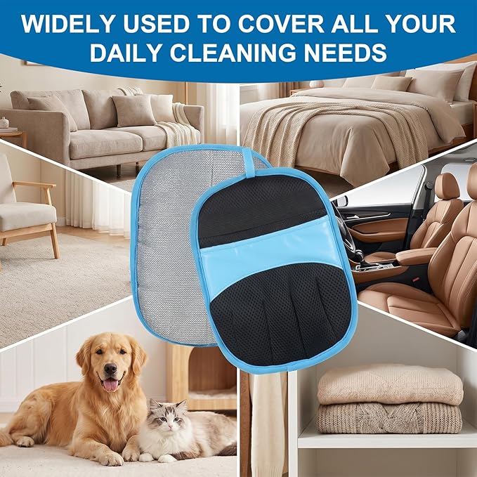 2 PCS Pet Hair Removal Glove for Dogs Cats Reusable Five-Finger Pet Hair Removal Tool Electrostatic Magic Brush Pets Grooming Supplies for Laundry Furniture Couch Carpet Car Seat Home Travel