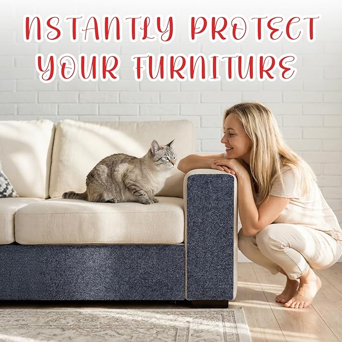 18 PCS Large Cat Scratch Furniture Protector, Couch Protector from Cat Claws, Scratch Mat for Pet Couch Furniture Covering, Cats Scratching Post Replacement Pads 14IN (Dark Gray)