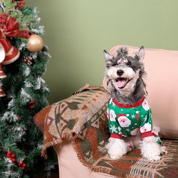 CuteBone Fleece Dog Christmas Pajamas Clothes Puppy Jammies Pet Apparel Cat Onesie for Chihuahua Yorkie Frenchies P315S