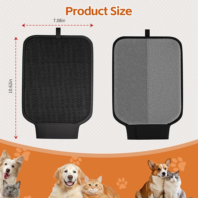 Pet Hair Removal Glove, Reusable Pet Hair Remover Tool with Wrist Stap, Electrostatic Pet Hair Gloves for Couch, Carpet, Clothing, Car Seat