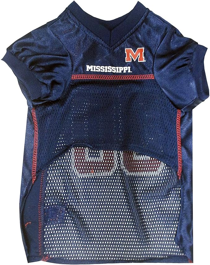 Pets First NCAA College Mississippi Ole Miss Rebels Mesh Jersey for DOGS & CATS, Small.Licensed Dog Jersey with your Favorite Football/Basketball College Team