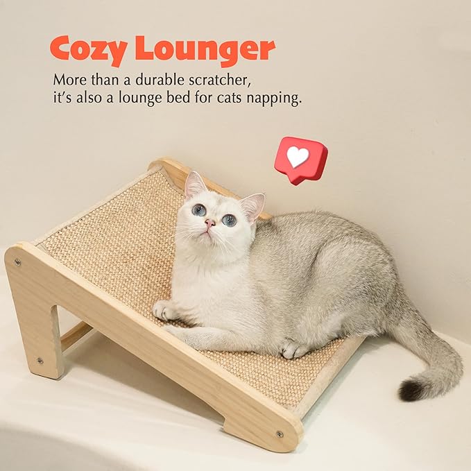 PETKARAY Cat Scratcher, Sisal Scratching Ramp, L Shape Scratch Pad for Indoor Cats, Kitten Wall Furniture Protector Small
