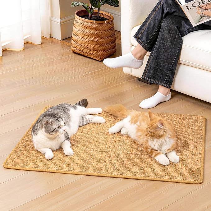 Conlun Extra Large Cat Scratcher Mat (27.5" x 35.4"), Natural Sisal Cat Scratching Pad for Indoor Cats, Mess-Free Cat Scratch Rug & Cardboard Alternative, Couch & Furniture Protector