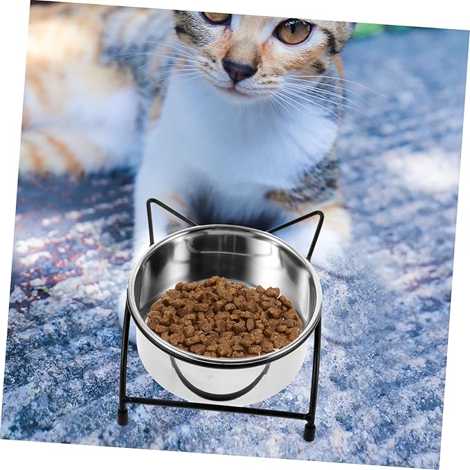 Elevated Double Bowl Cat Feeder Ergonomic Stainless Steel PET Feeding Bowls Non-Slip Design for Cats and Small Dogs for Healthy Feeding